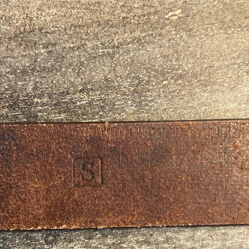Fossil Kids Brown Leather Mosaic Embossed‎ Belt Silver Tone Buckle Size Small